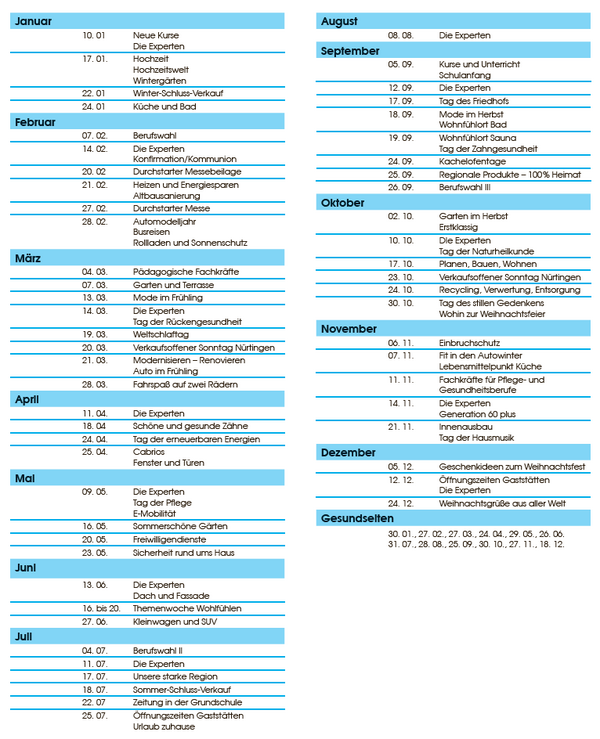 Sonderthemenplan 2026